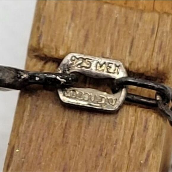 Vintage Sterling Silver 925 Necklace with Turquoise Pendant and Beads Chain - Picture 7 of 9